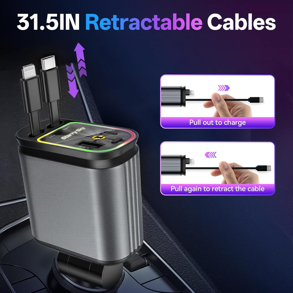 New Car Retractable Fast Car Charger