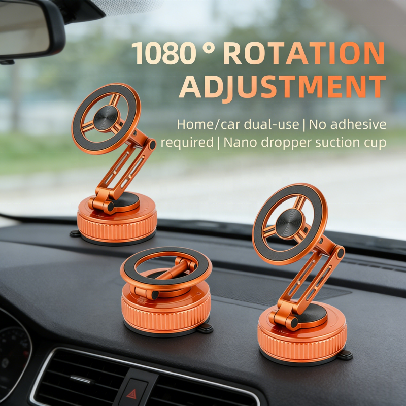 🚗 Premium Car Essentials Combo – 360° Orange Magnetic Phone Holder + Retractable Car Charger