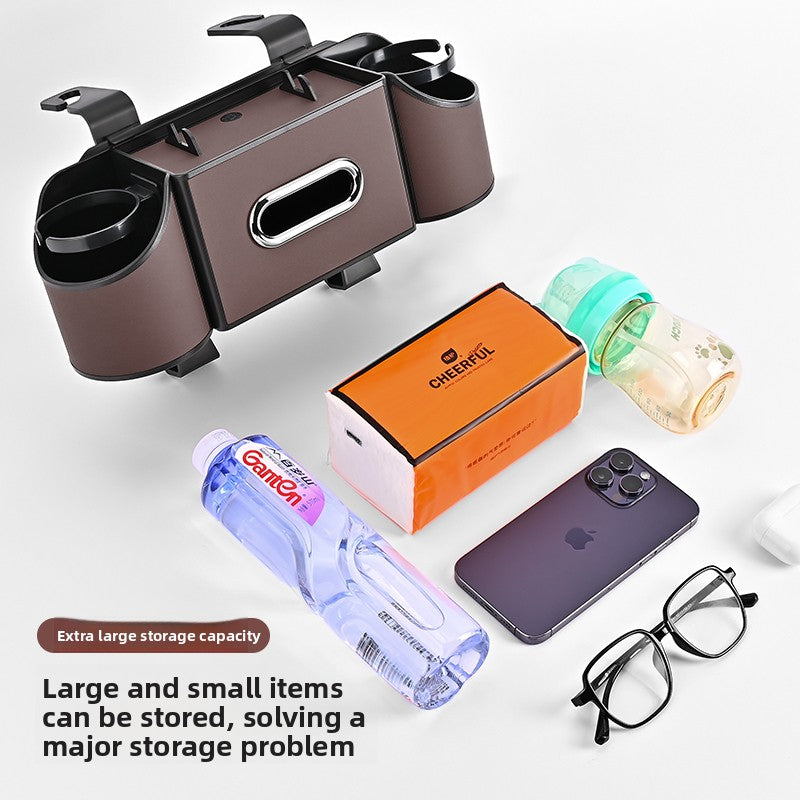 Car Rear Seat Storage Organizer with Tissue Box , Tidy Hook , Phone &amp; Cup Holder