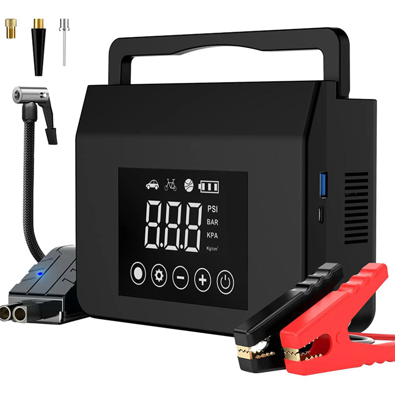 🚗 Car starter with integrated air compressor｜Start and inflate instantly, wherever you are ⚡