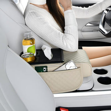 Car armrest organizer with cup holde