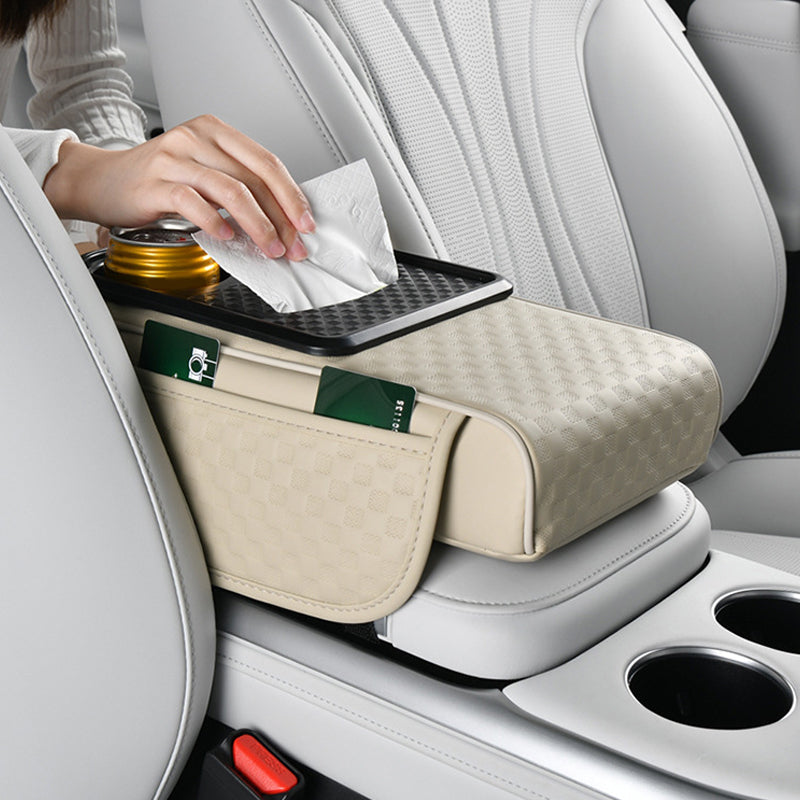 Car armrest organizer with cup holde