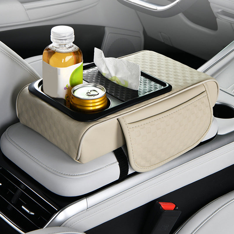 Car armrest organizer with cup holde