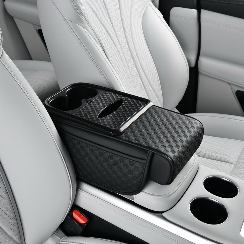 Car armrest organizer with cup holde