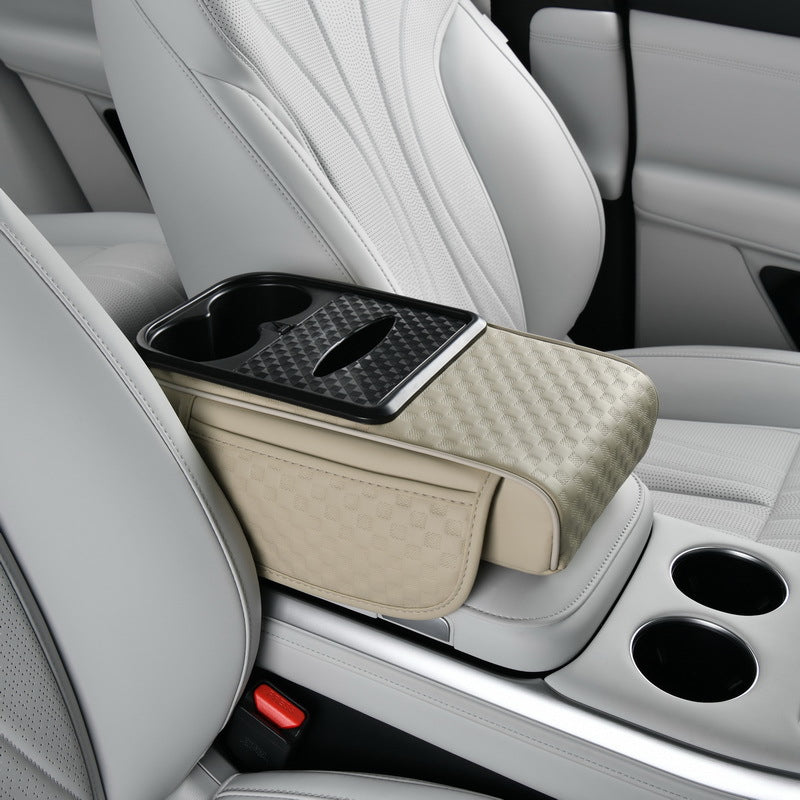 Car armrest organizer with cup holde