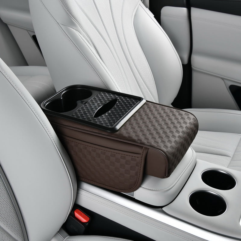 Car armrest organizer with cup holde