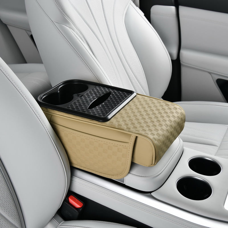 Car armrest organizer with cup holde