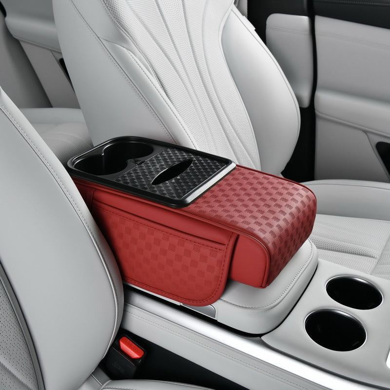 Car armrest organizer with cup holde