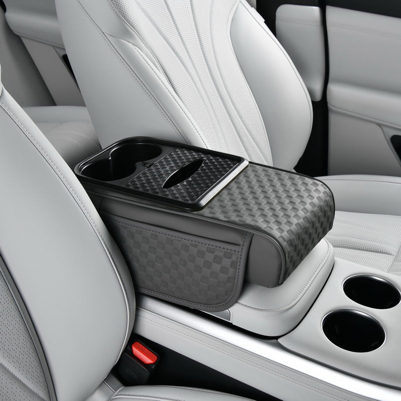 Car armrest organizer with cup holde
