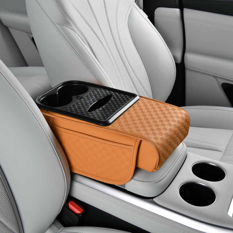 Car armrest organizer with cup holde