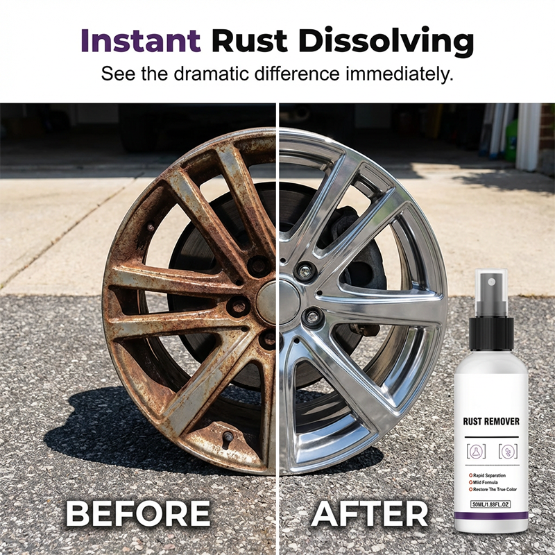 【🔥50% OFF】Instant Rust Remover Spray – Wheels Shine Like New!